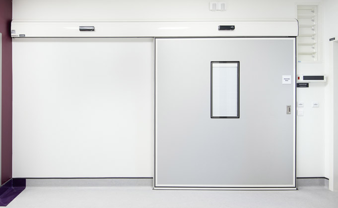 Hermetically Sealed Doors with privacy vision panel installed in a hospital
