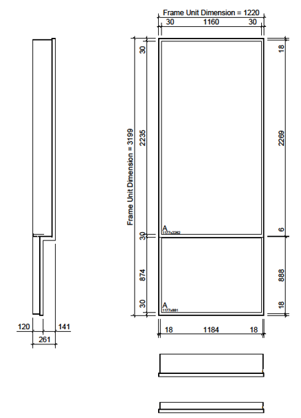Concept line drawings for bespoke glazing with super slim steel profile