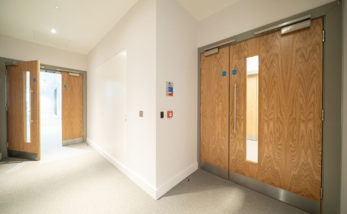Fob access control on corridor door in office