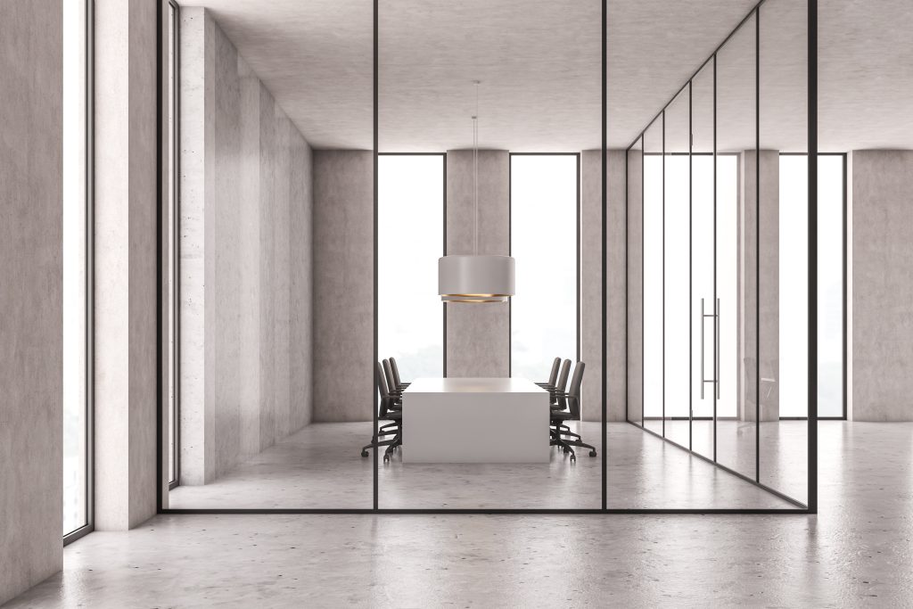 Slim-frame-glazed-wall-for-modern-office-development