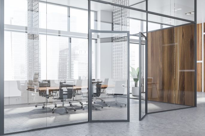 Slim-profile-acoustic-glass internal walls with-integrated-door-and-slim-profiles-scaled