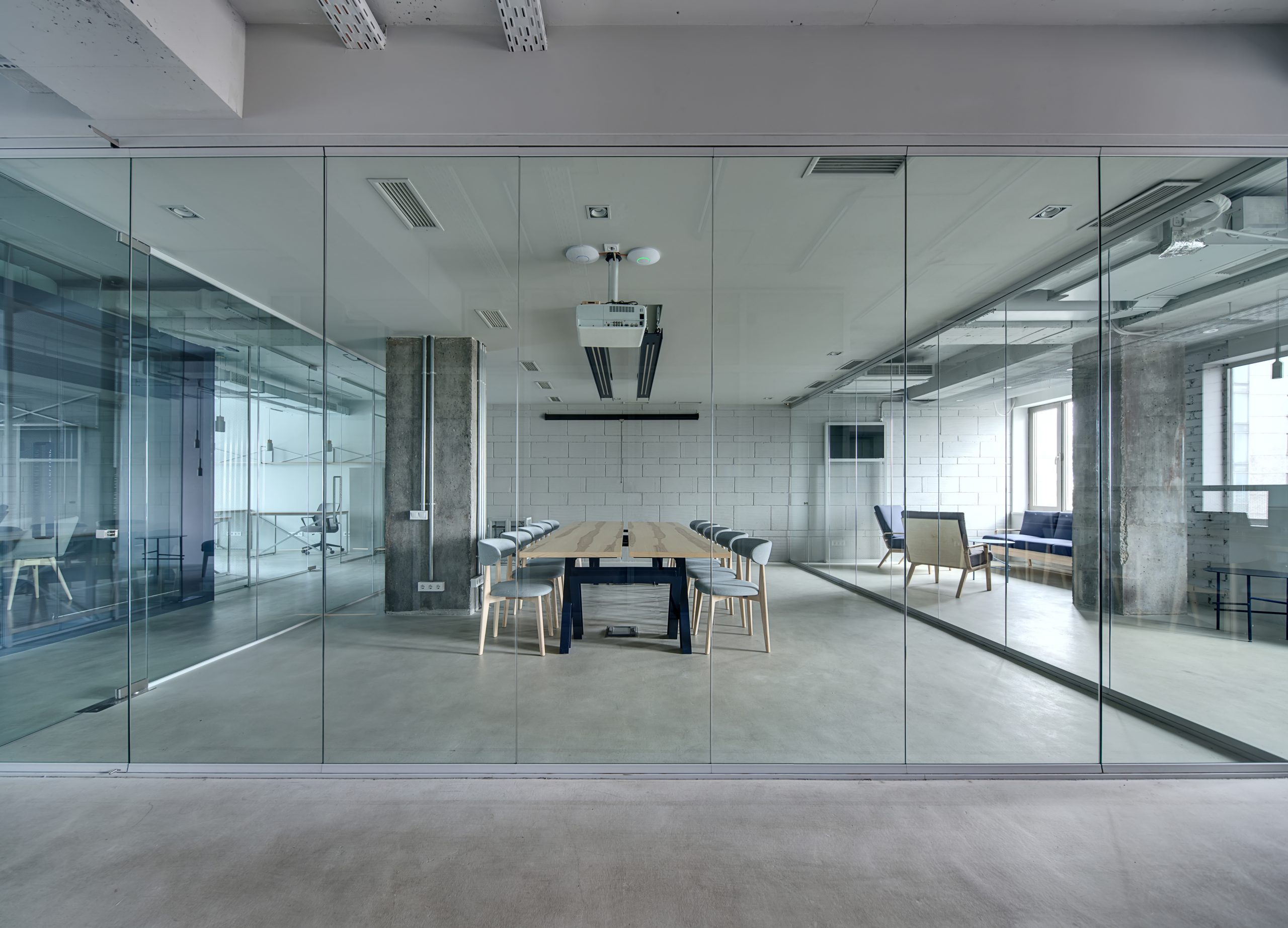 Slim Profile Glass Wall In Office Environment Scaled 