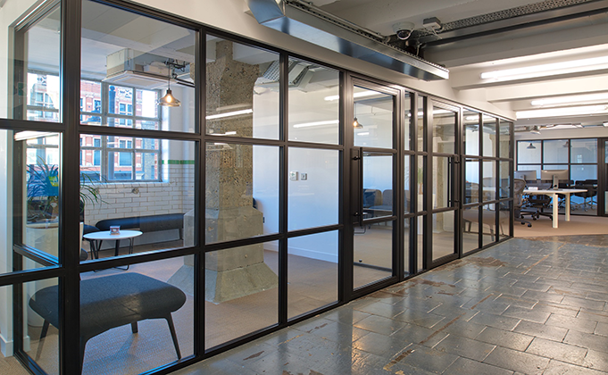 slim frame glazed partition_office partition_glass partitions
