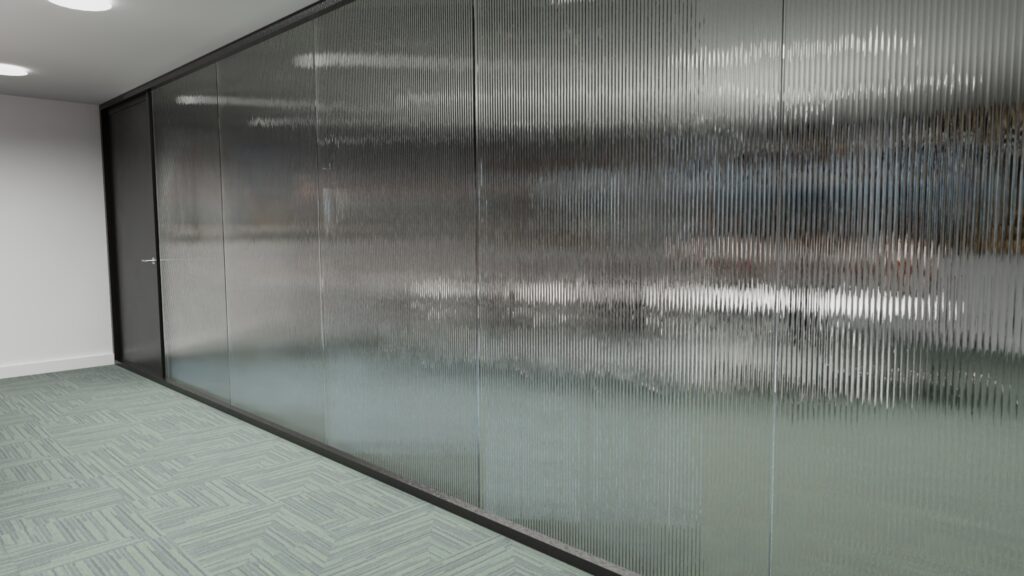Fluted glass on internal glazed partition