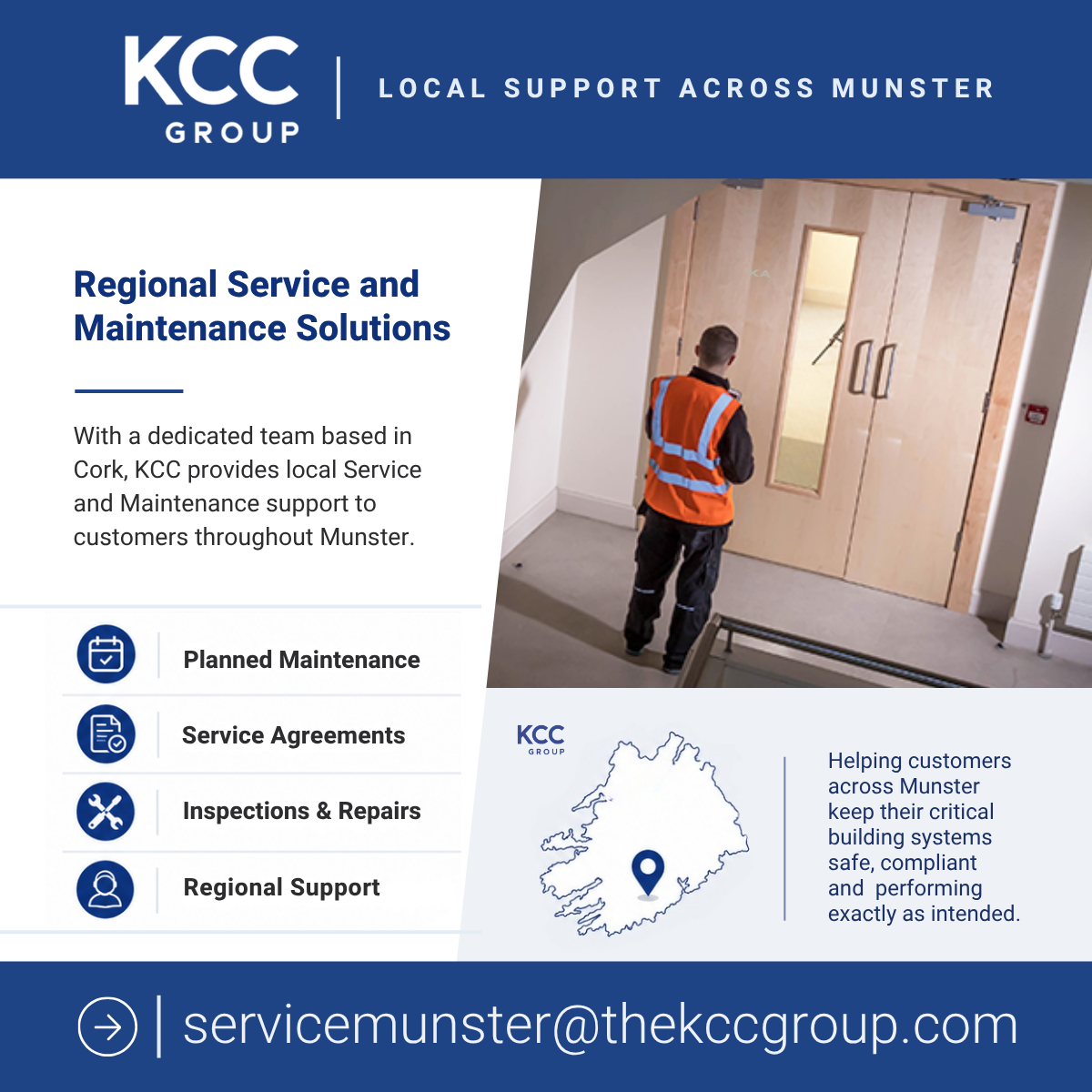 KCC Group Local Service and Maintenance Support Across MUNSTER